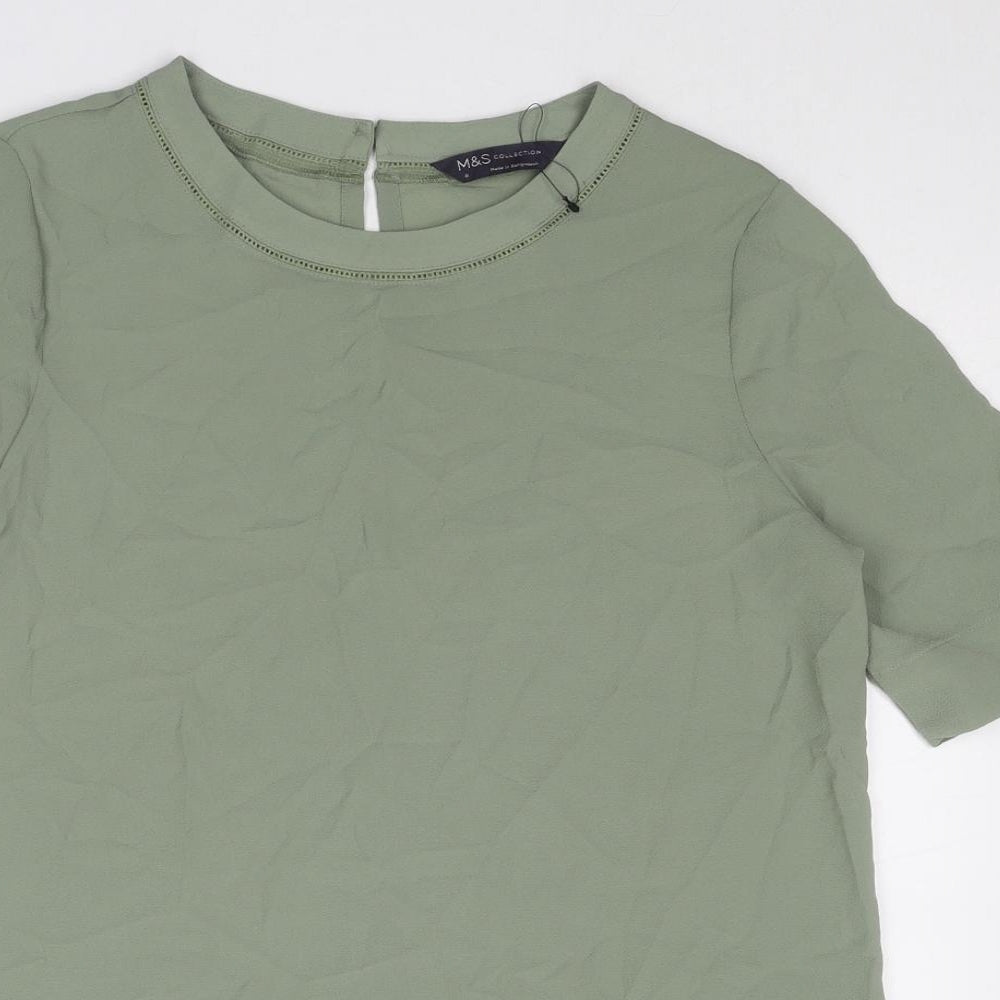Womens UK Size 6 Marks and Spencer Green Basic T-Shirt