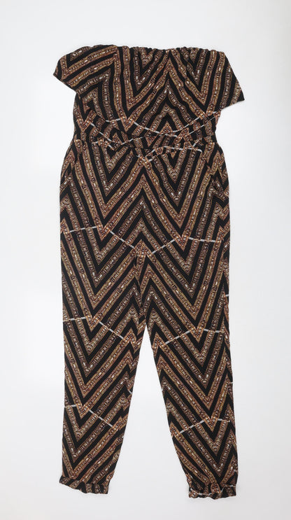 ASTR Womens Multicoloured Geometric Polyester Jumpsuit One-Piece Size S Pullover
