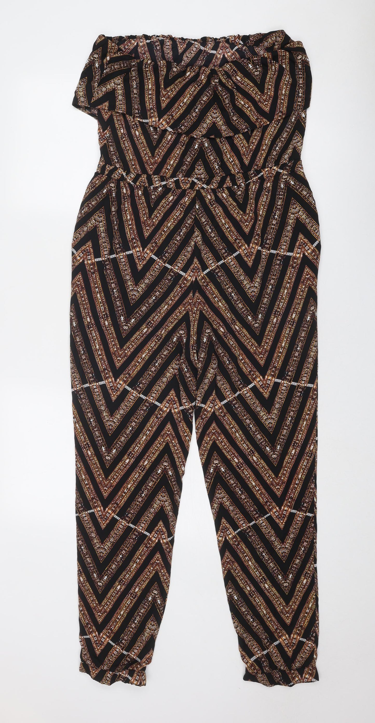 ASTR Womens Multicoloured Geometric Polyester Jumpsuit One-Piece Size S Pullover