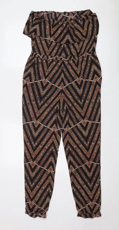 ASTR Womens Multicoloured Geometric Polyester Jumpsuit One-Piece Size S Pullover