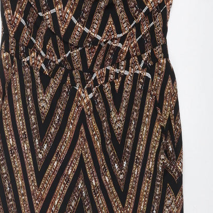 ASTR Womens Multicoloured Geometric Polyester Jumpsuit One-Piece Size S Pullover