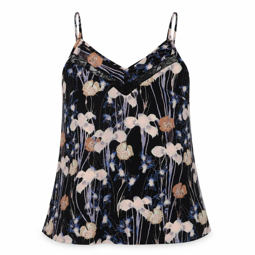 Miss Selfridge Womens Black Geometric Polyester Camisole Tank Size 6 V-Neck