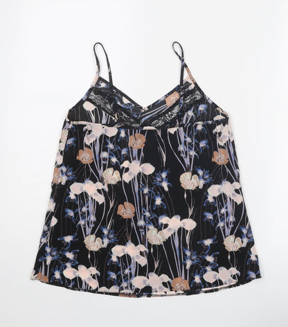 Miss Selfridge Womens Black Geometric Polyester Camisole Tank Size 6 V-Neck