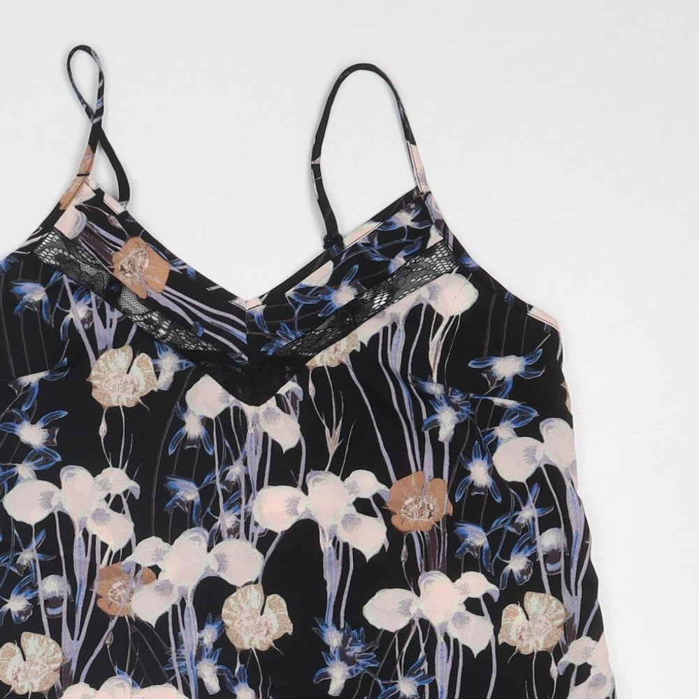 Miss Selfridge Womens Black Geometric Polyester Camisole Tank Size 6 V-Neck