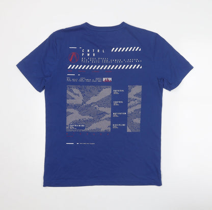 Womens UK Size M Marks and Spencer Blue Basic T-Shirt
