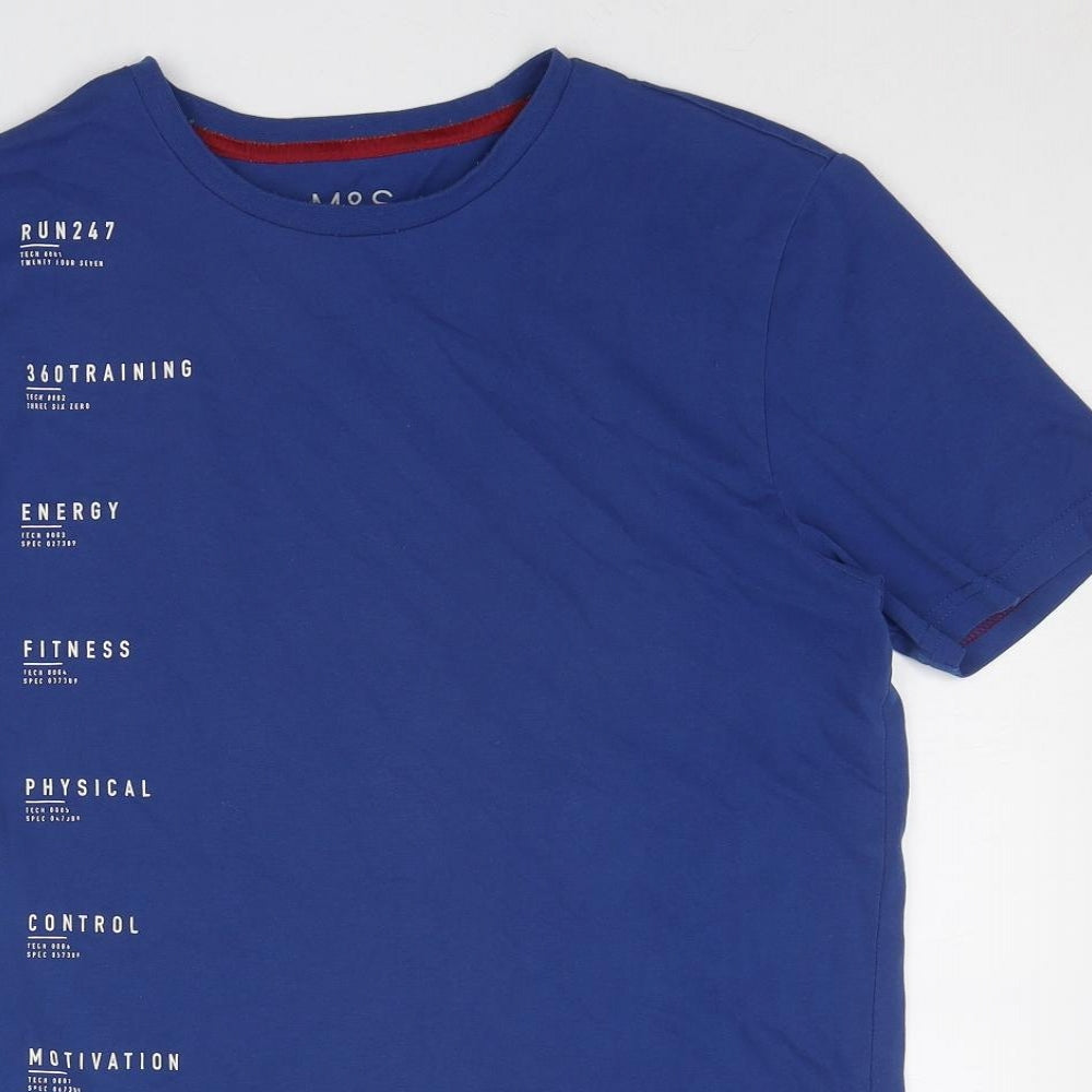 Womens UK Size M Marks and Spencer Blue Basic T-Shirt