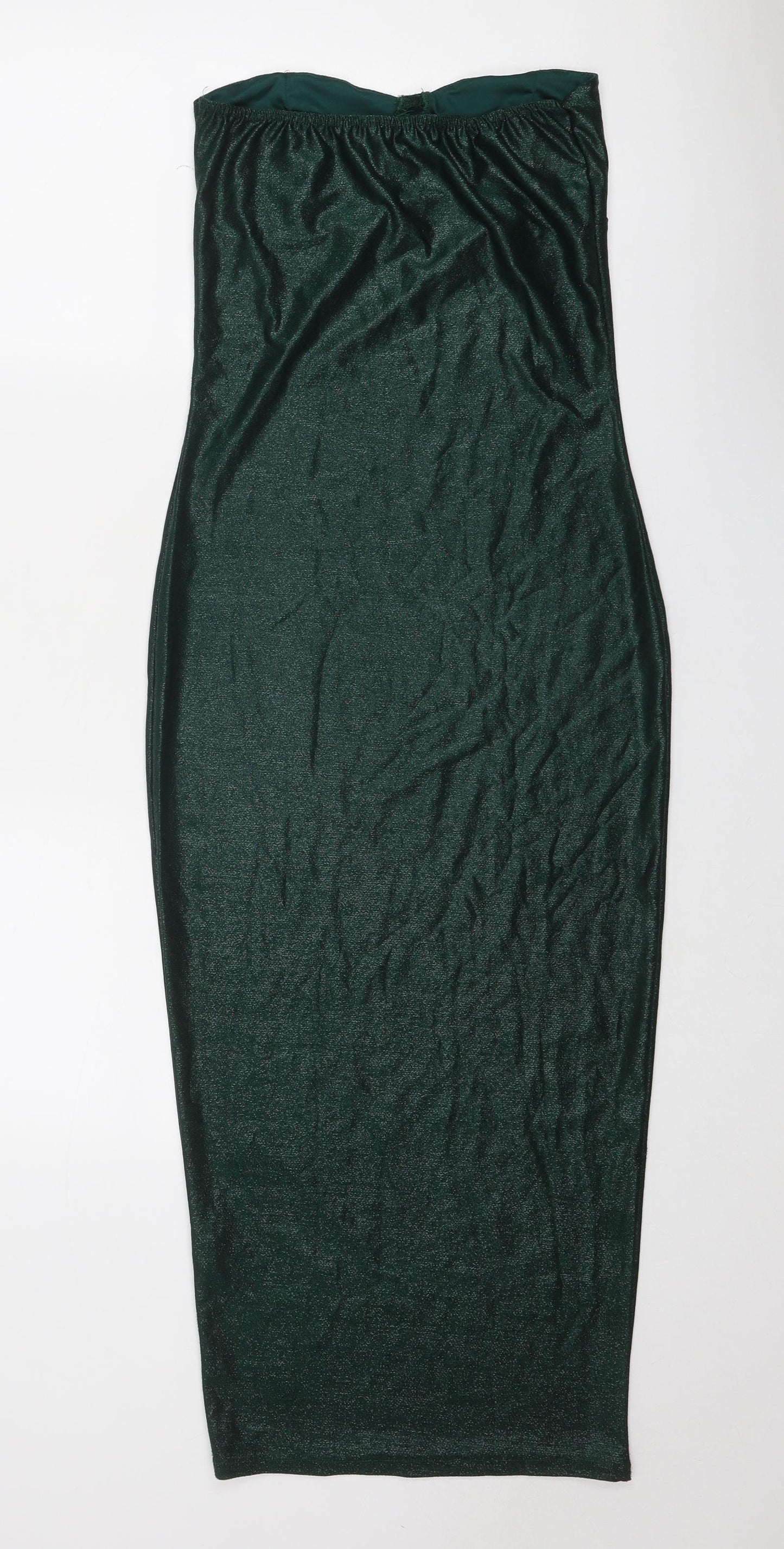 PRETTYLITTLETHING Womens Green Polyester Bodycon Size 12 Off the Shoulder Pullover