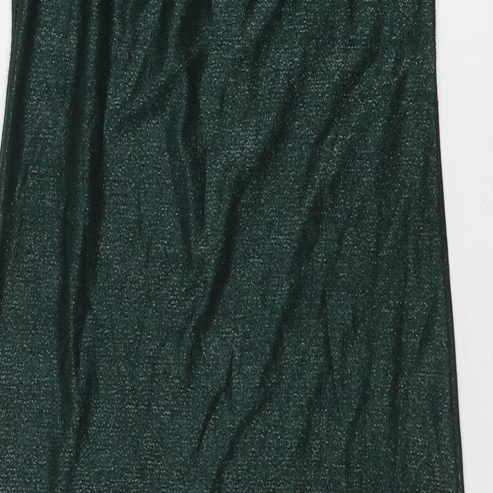 PRETTYLITTLETHING Womens Green Polyester Bodycon Size 12 Off the Shoulder Pullover