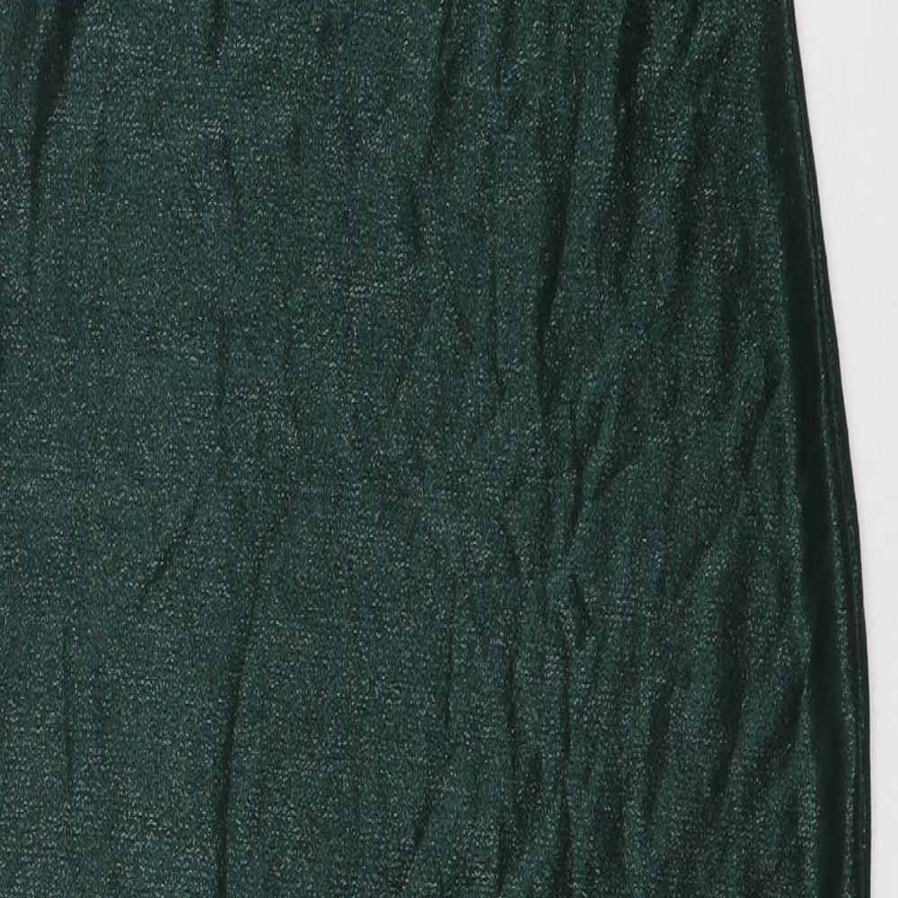 PRETTYLITTLETHING Womens Green Polyester Bodycon Size 12 Off the Shoulder Pullover