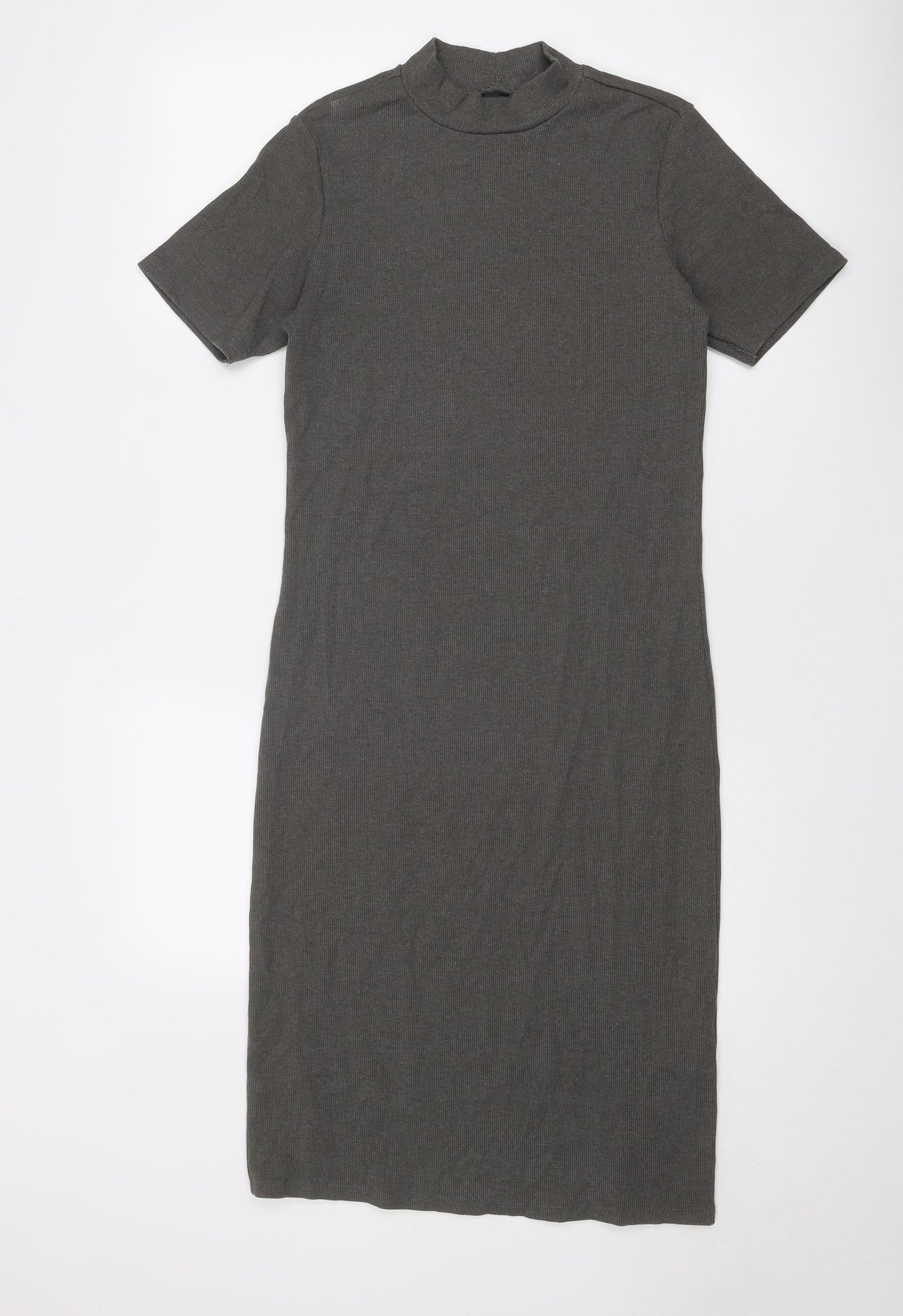 Brave Soul Womens Grey Cotton Bodycon Size M Mock Neck Pullover