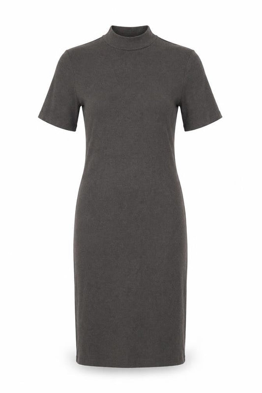 Brave Soul Womens Grey Cotton Bodycon Size M Mock Neck Pullover