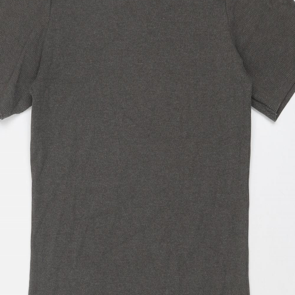 Brave Soul Womens Grey Cotton Bodycon Size M Mock Neck Pullover