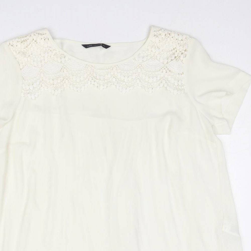 Womens UK Size 12 Marks and Spencer Ivory Basic Blouse
