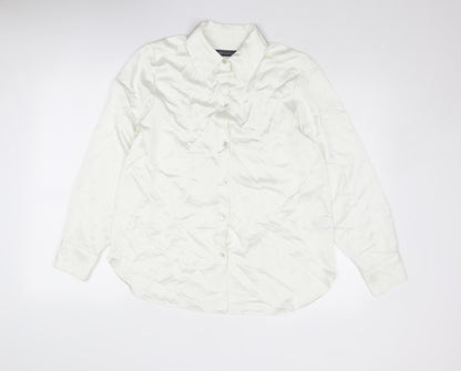 Marks and Spencer Womens Ivory Polyester Basic Button-Up Size 12 Collared
