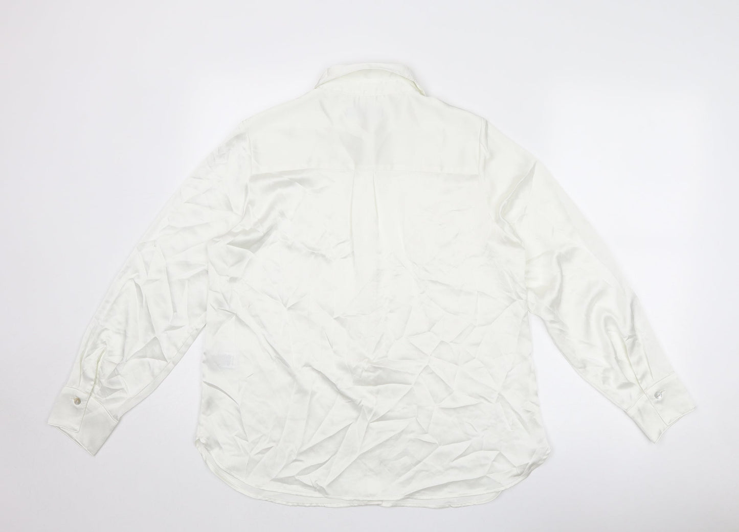 Marks and Spencer Womens Ivory Polyester Basic Button-Up Size 12 Collared