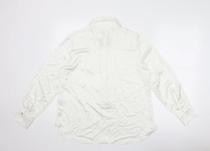 Marks and Spencer Womens Ivory Polyester Basic Button-Up Size 12 Collared
