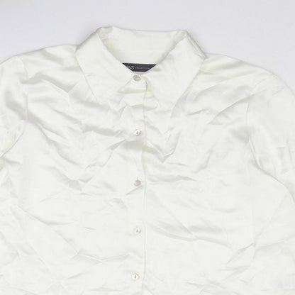 Marks and Spencer Womens Ivory Polyester Basic Button-Up Size 12 Collared