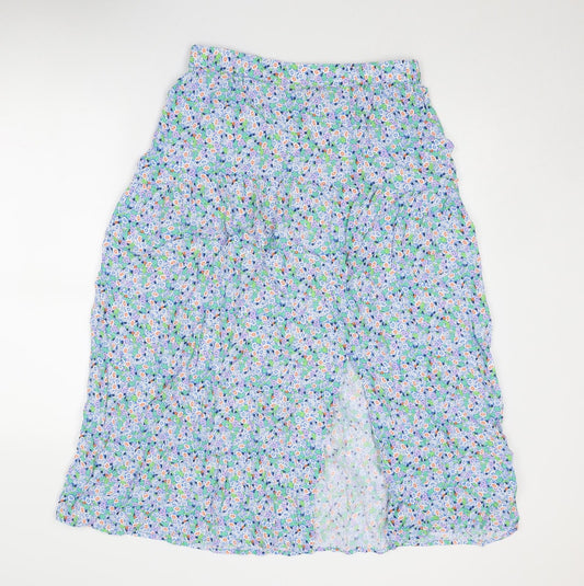 Marks and Spencer Womens Multicoloured Floral Viscose A-Line Skirt Size 14