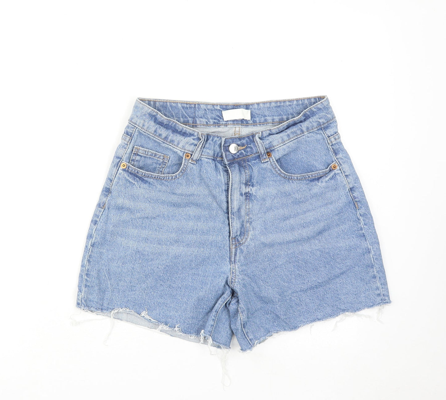 H&M Womens Blue Cotton Cut-Off Shorts Size 28 in Regular Zip