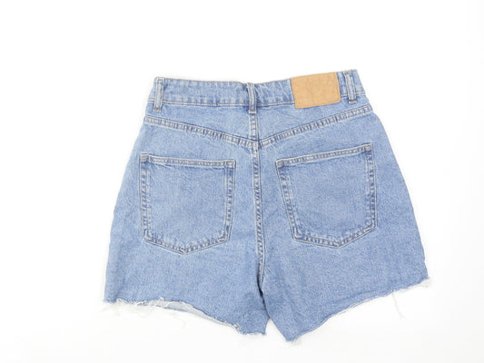 H&M Womens Blue Cotton Cut-Off Shorts Size 28 in Regular Zip