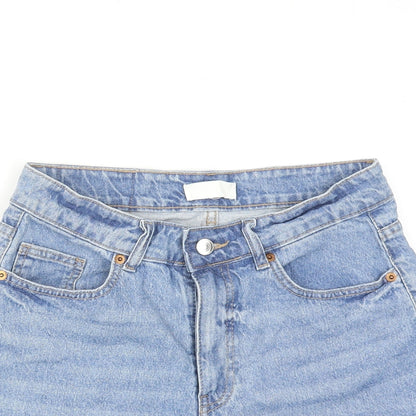 H&M Womens Blue Cotton Cut-Off Shorts Size 28 in Regular Zip