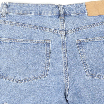 H&M Womens Blue Cotton Cut-Off Shorts Size 28 in Regular Zip