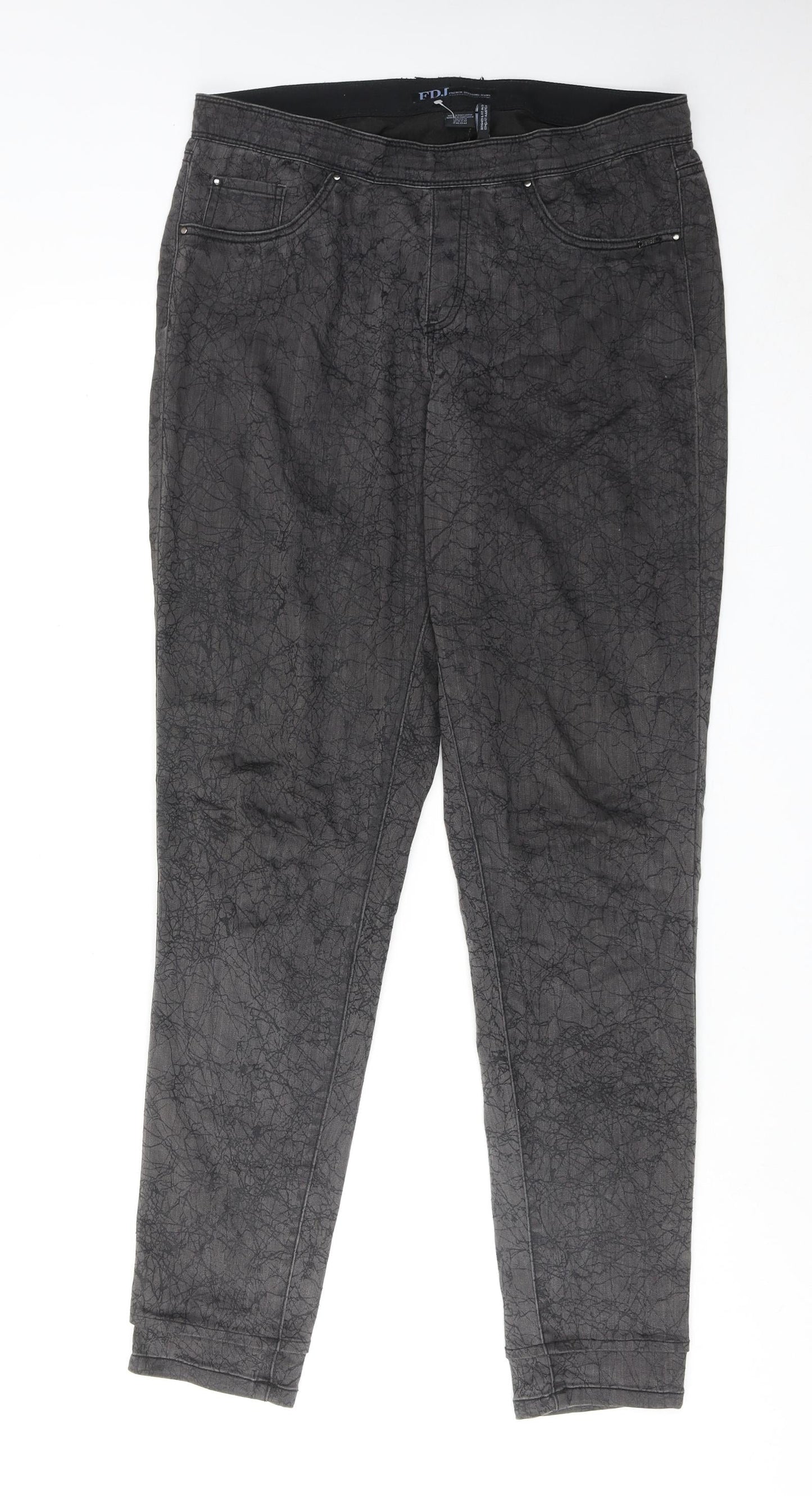 FDJ Womens Grey Geometric Cotton Jegging Jeans Size 14 Regular