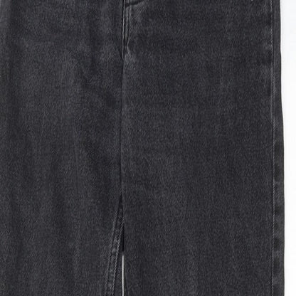 Monki Womens Grey Cotton Straight Jeans Size 26 in Regular Zip