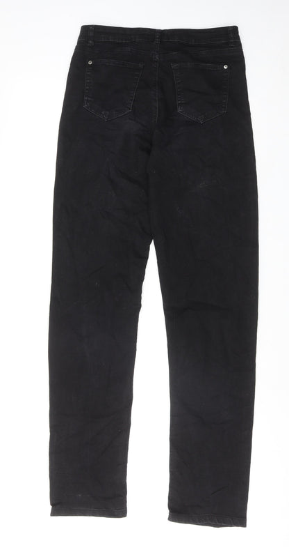 LTS Womens Black Cotton Straight Jeans Size 10 Regular Zip