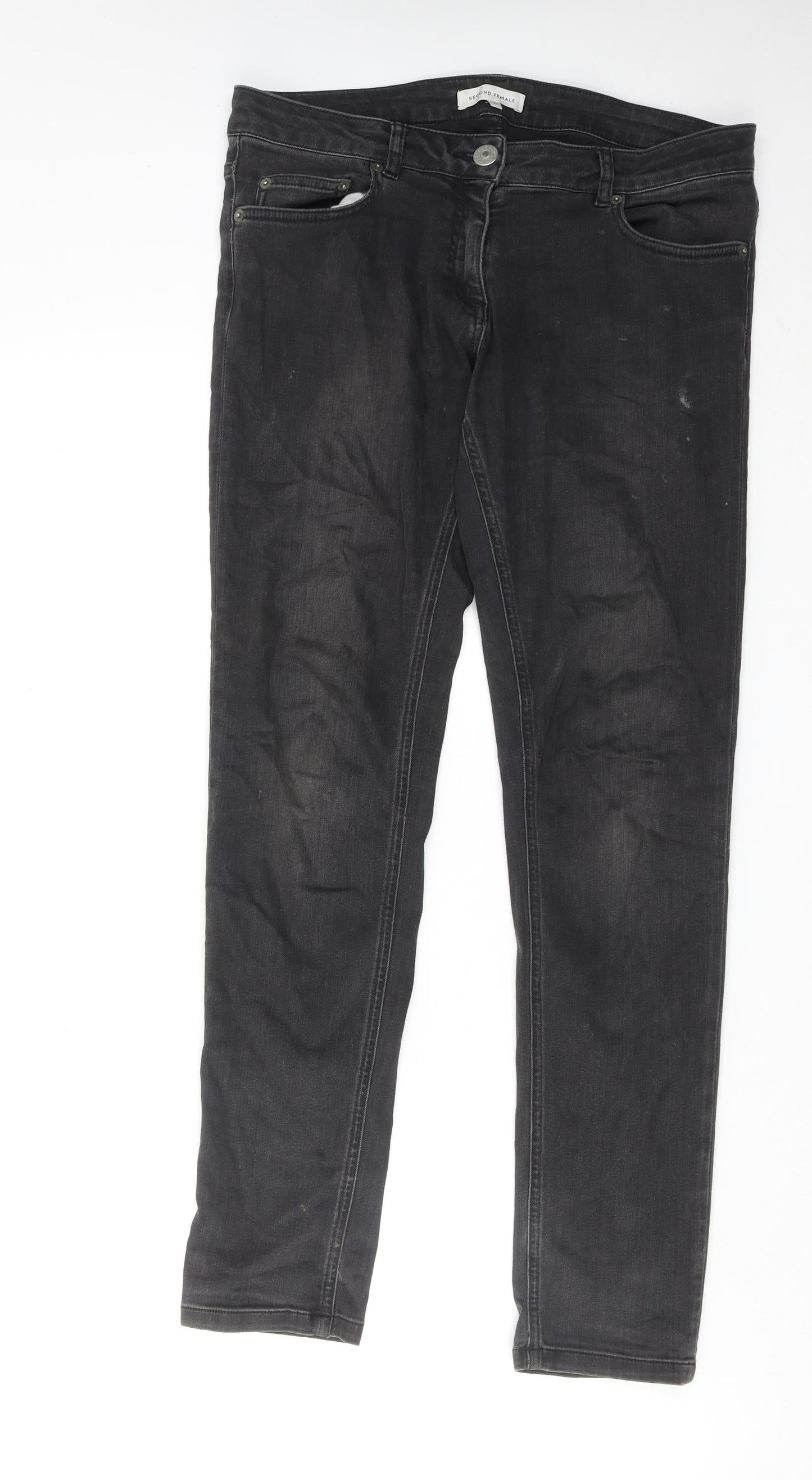 Second Female Womens Grey Cotton Skinny Jeans Size M Regular Zip