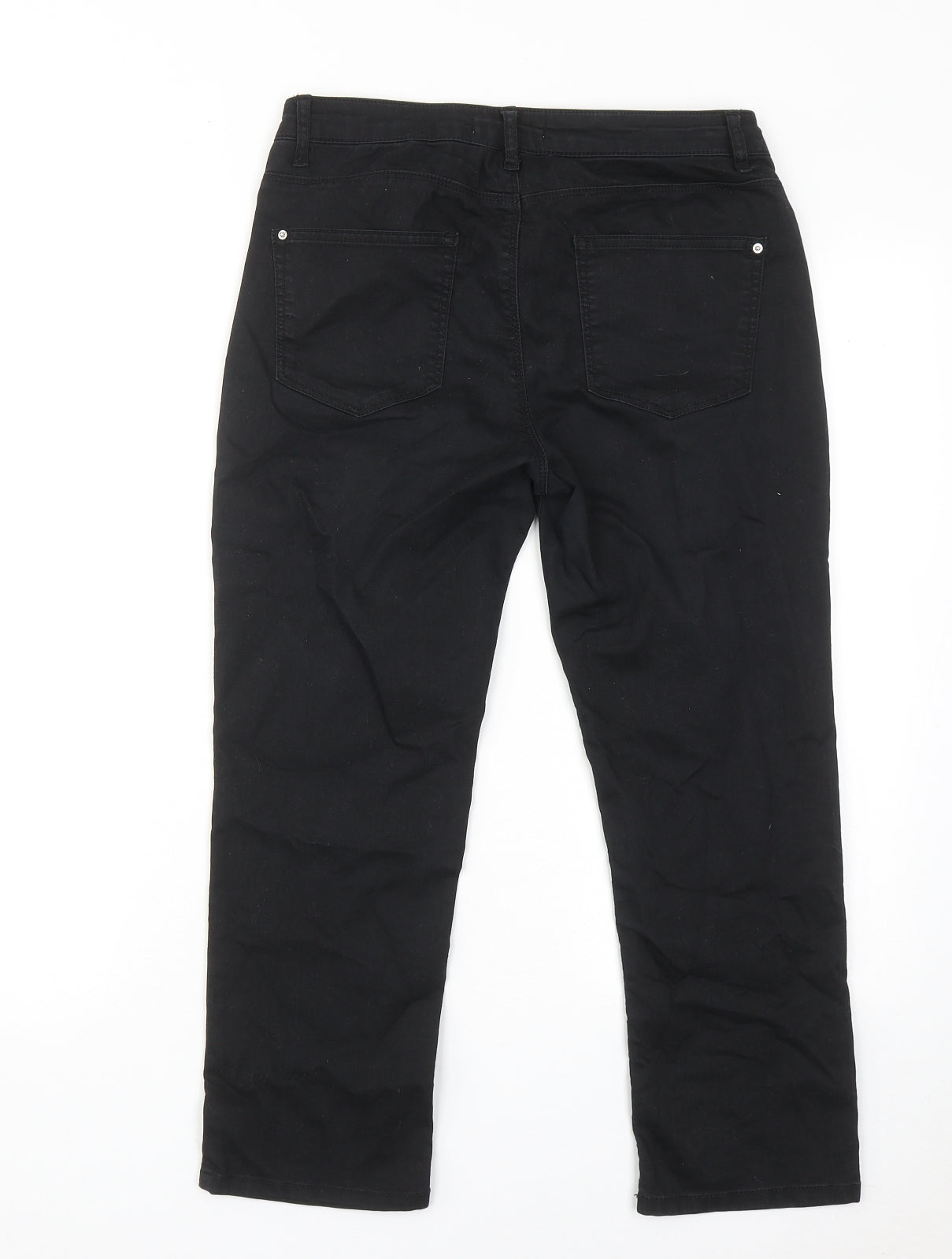 Cache Cache Womens Black Cotton Straight Jeans Size 10 Regular Zip