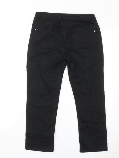Cache Cache Womens Black Cotton Straight Jeans Size 10 Regular Zip