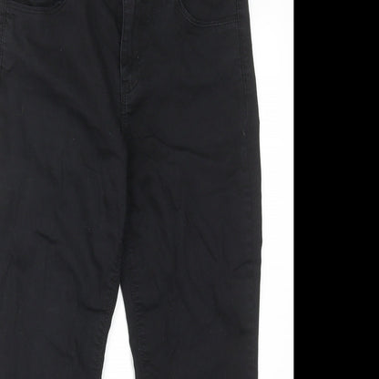Cache Cache Womens Black Cotton Straight Jeans Size 10 Regular Zip