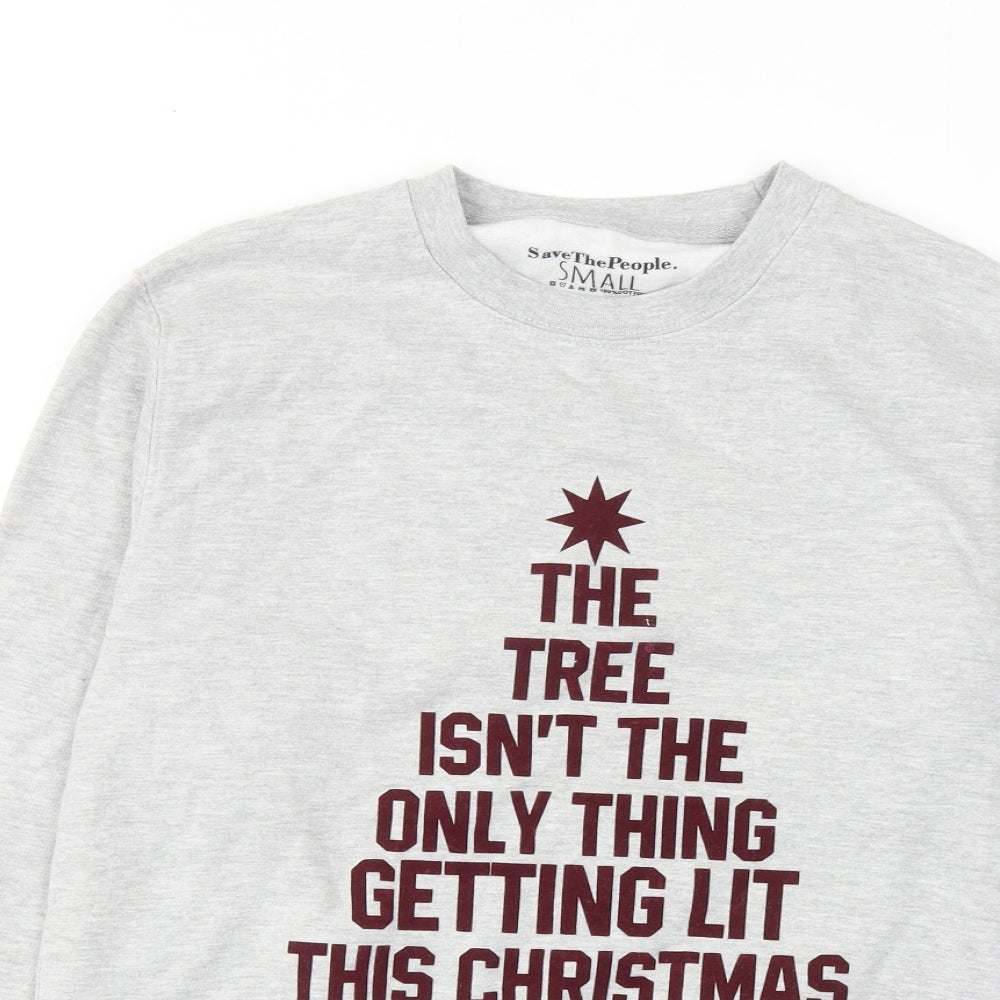 Save the People Womens Grey Cotton Pullover Sweatshirt Size S Pullover - Christmas