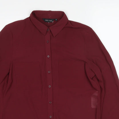 Womens UK Size 8 New Look Red Basic Button-Up