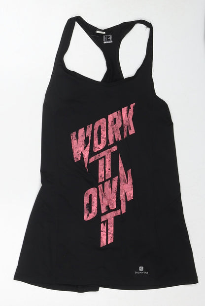 DECATHLON Womens Black Polyester Camisole Tank Size 8 Round Neck Pullover - Work it own it