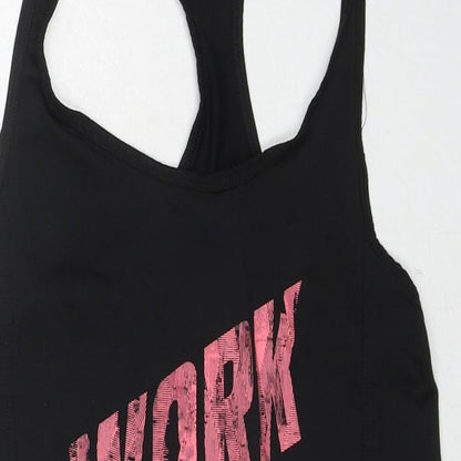 DECATHLON Womens Black Polyester Camisole Tank Size 8 Round Neck Pullover - Work it own it