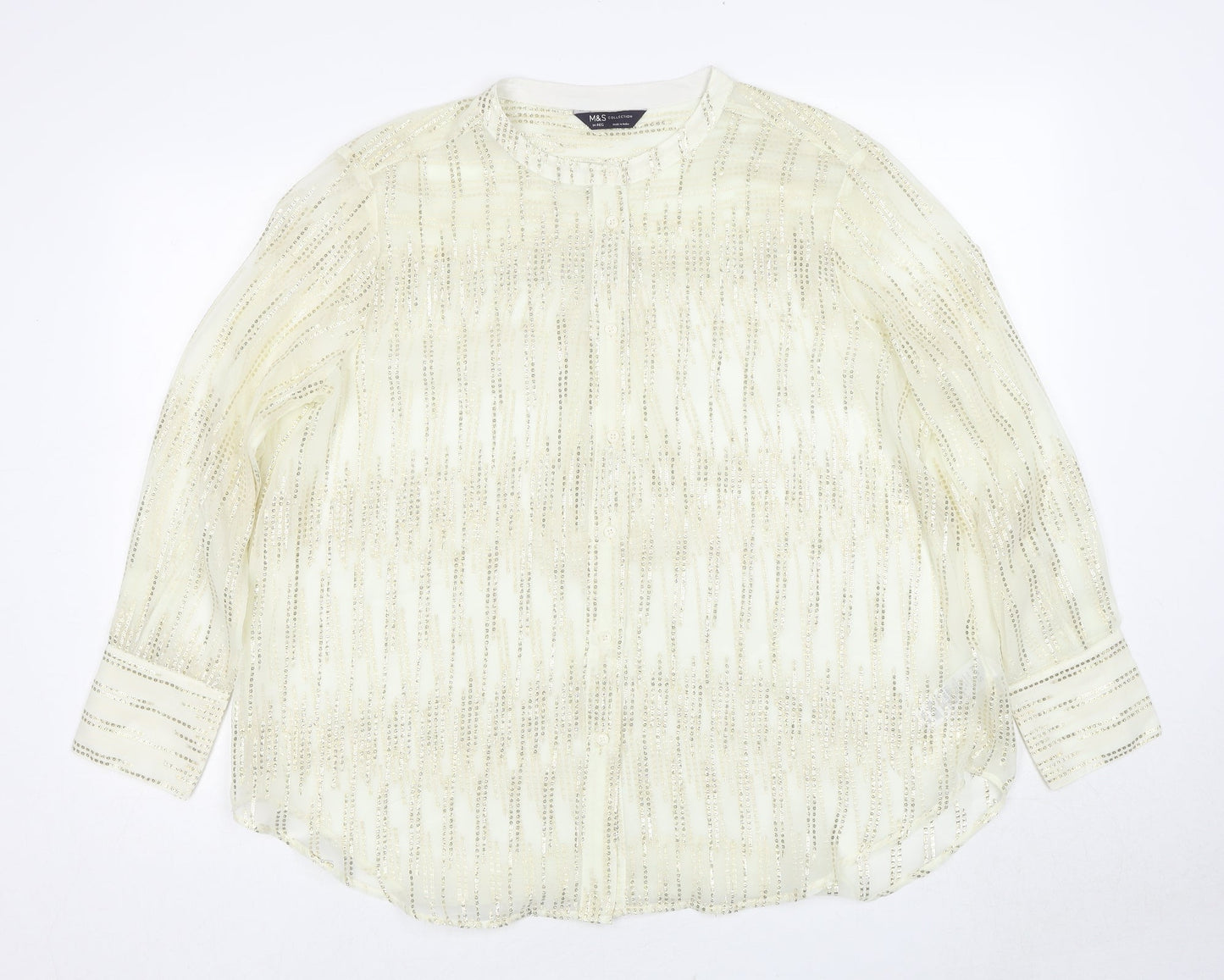 Womens UK Size M Marks and Spencer Gold Basic Button-Up