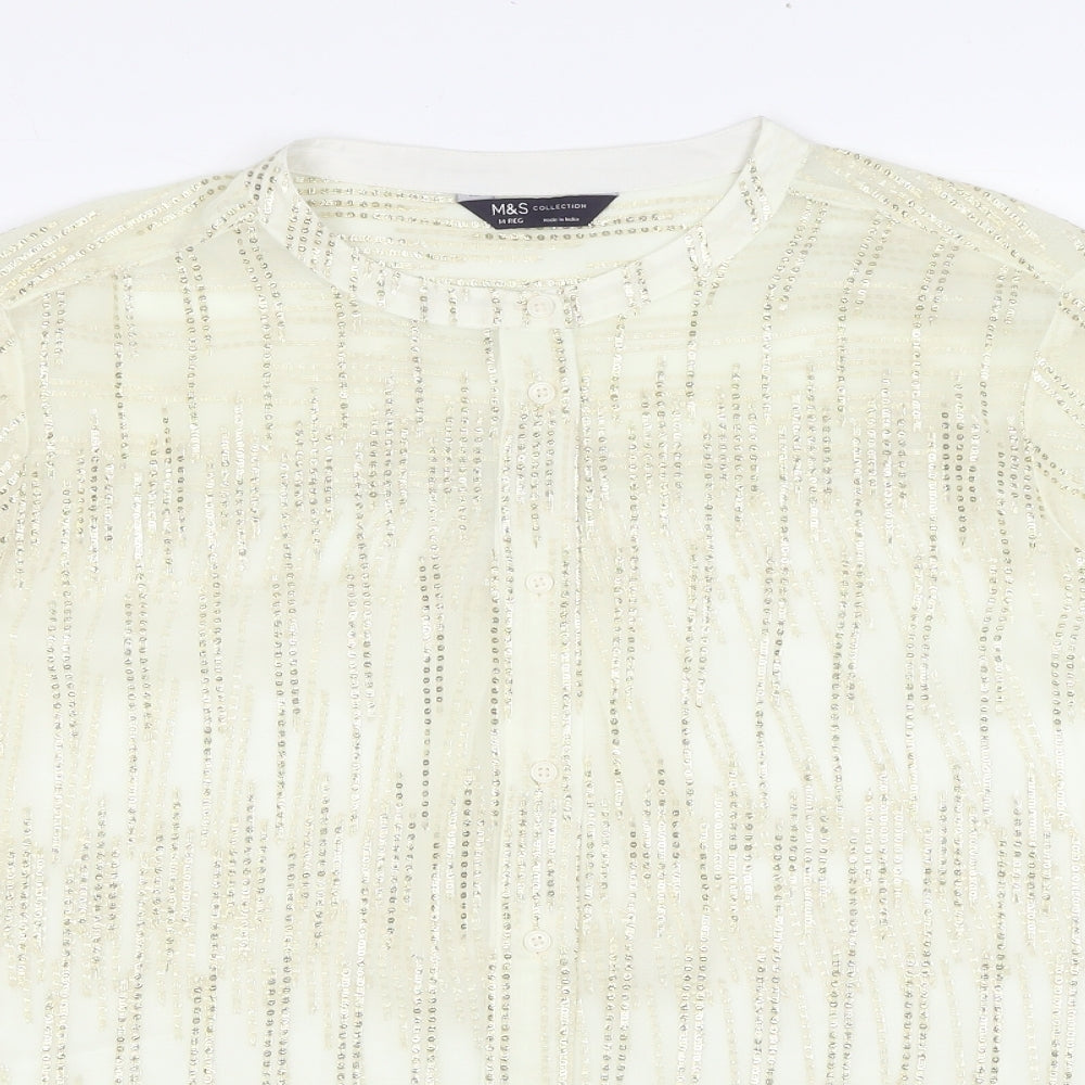 Womens UK Size M Marks and Spencer Gold Basic Button-Up