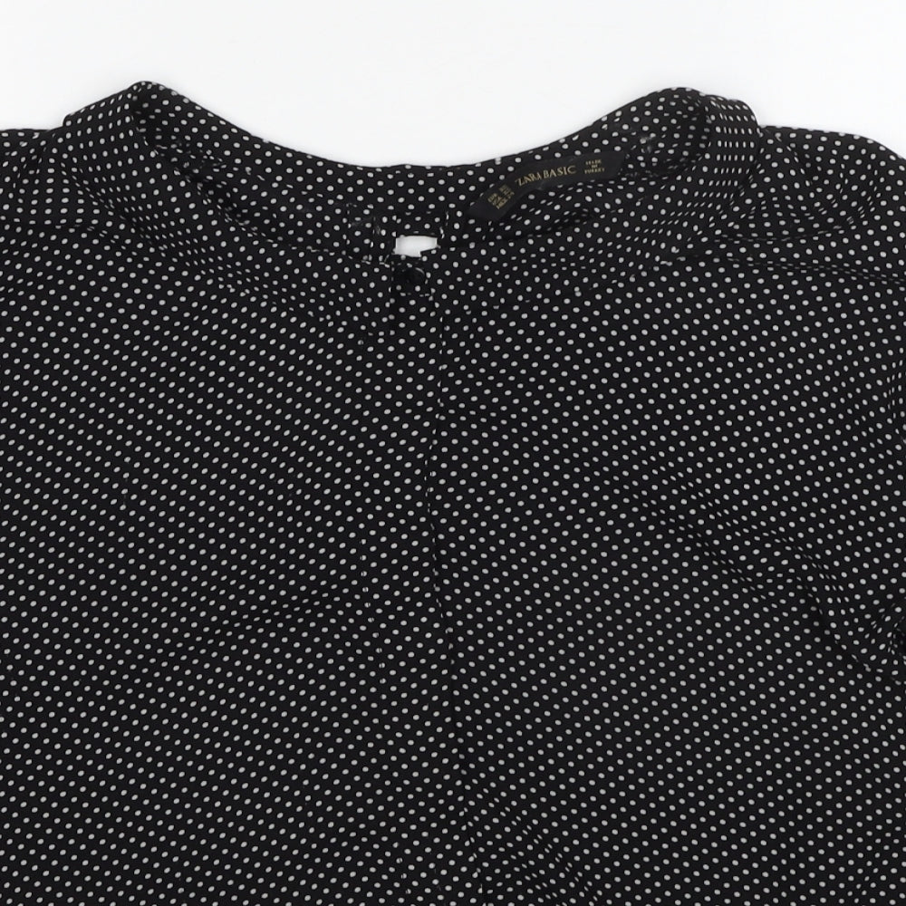 Womens UK Size XS Zara Black Basic Blouse