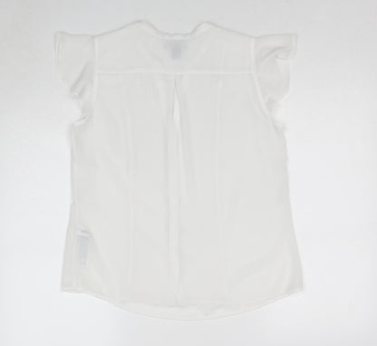 FOREVER 21 Womens White Polyester Basic Button-Up Size M V-Neck