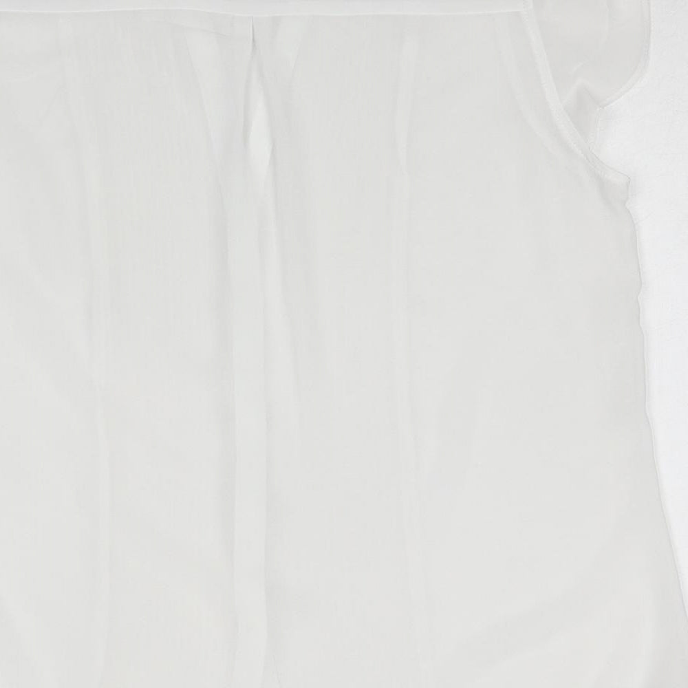 FOREVER 21 Womens White Polyester Basic Button-Up Size M V-Neck