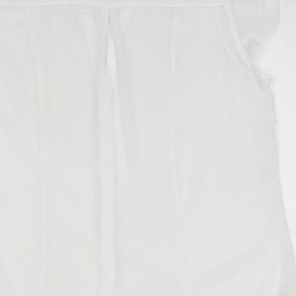 FOREVER 21 Womens White Polyester Basic Button-Up Size M V-Neck