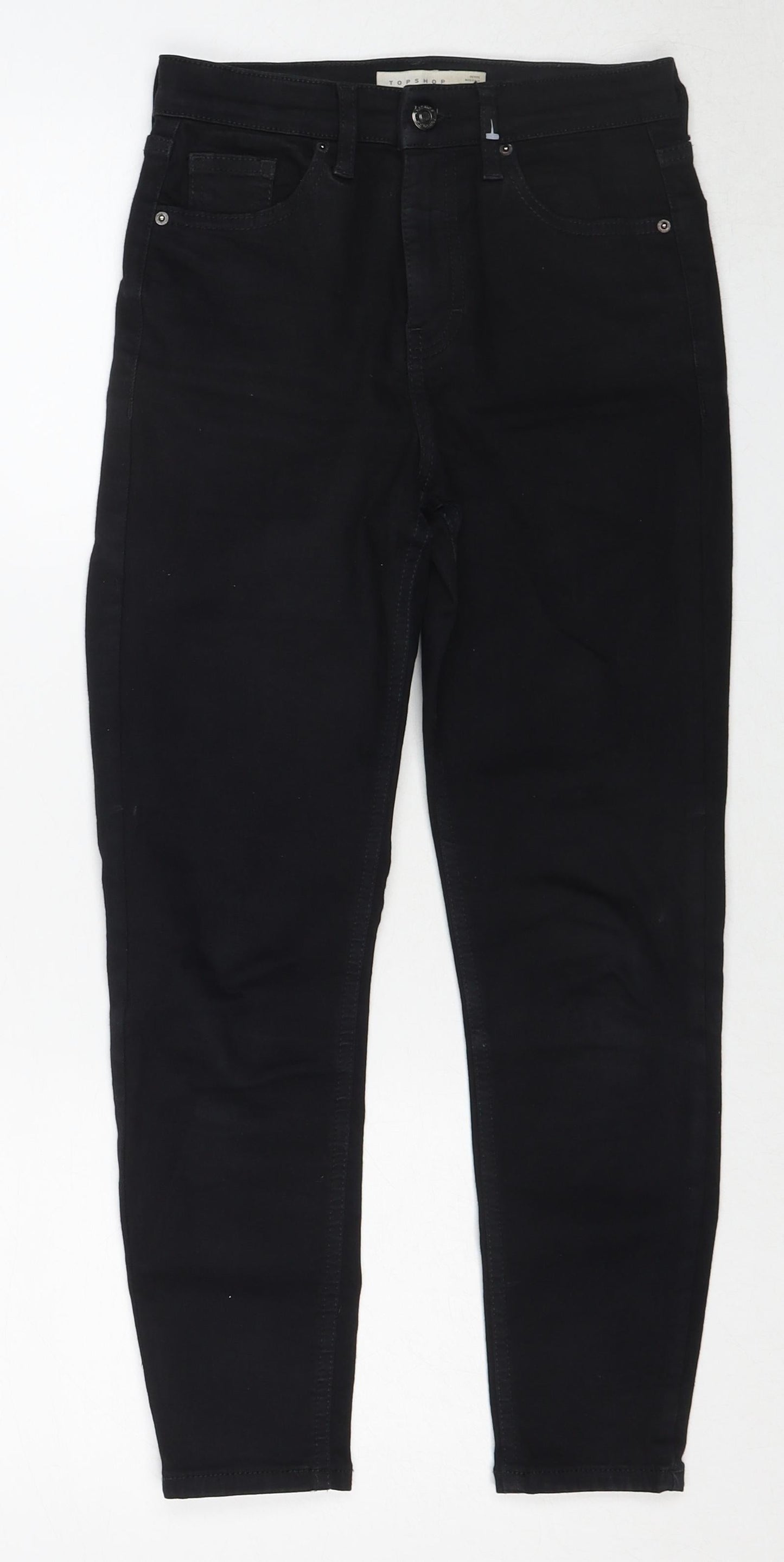 Topshop Womens Black Cotton Skinny Jeans Size 25 in L28 in Regular Zip