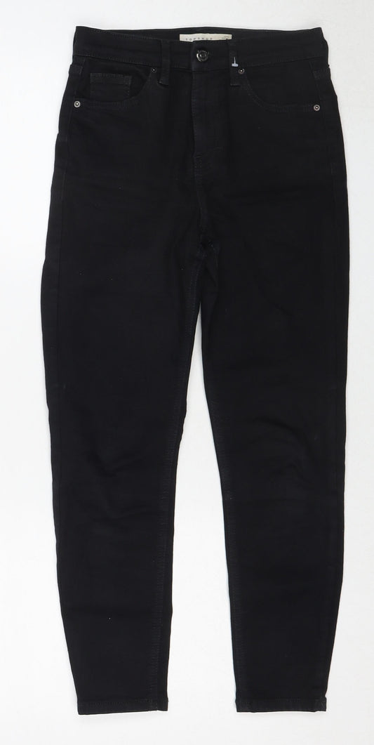 Topshop Womens Black Cotton Skinny Jeans Size 25 in L28 in Regular Zip