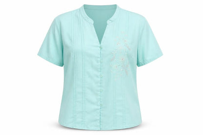 Womens UK Size 18 EWM Blue Basic Button-Up