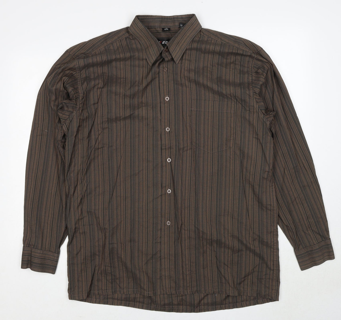 Mens UK Size L ECHOl Brown  Button-Up Long Sleeve Casual Shirt