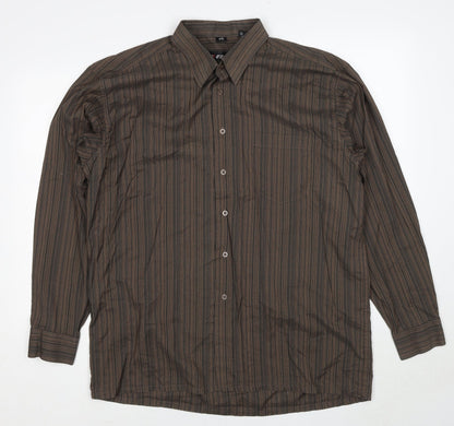 Mens UK Size L ECHOl Brown  Button-Up Long Sleeve Casual Shirt