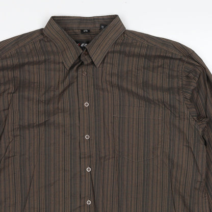Mens UK Size L ECHOl Brown  Button-Up Long Sleeve Casual Shirt
