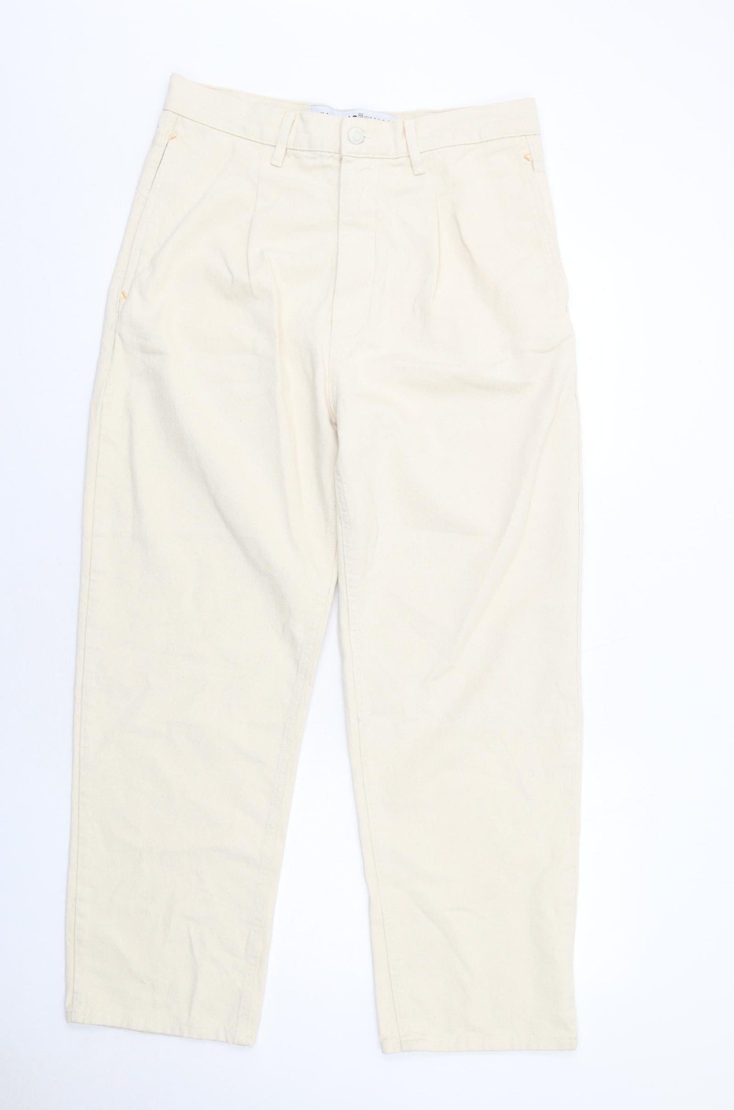 Mens UK Size M Pull&Bear Regular Fit Straight Beige Jeans